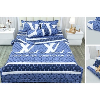 Chăn hè ga gối 4 món poly cotton mẫu LV