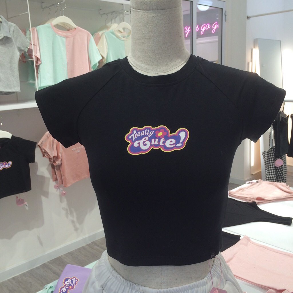 Áo thun lụa croptop cute xinh xinh