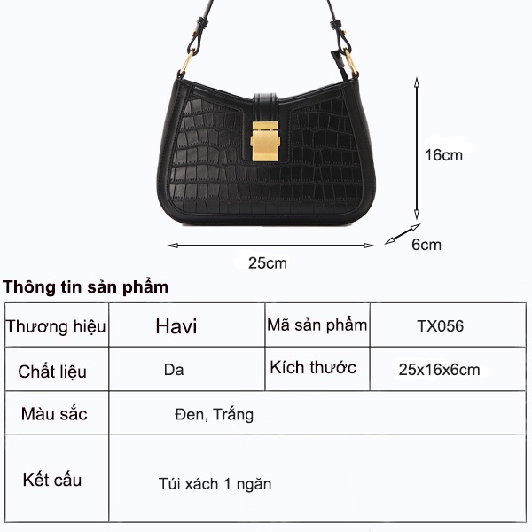 Túi Xách Nữ Đẹp, Đeo Chéo, Xách Tay Đi Chơi, Đi Làm Thời Trang Havi  TX056