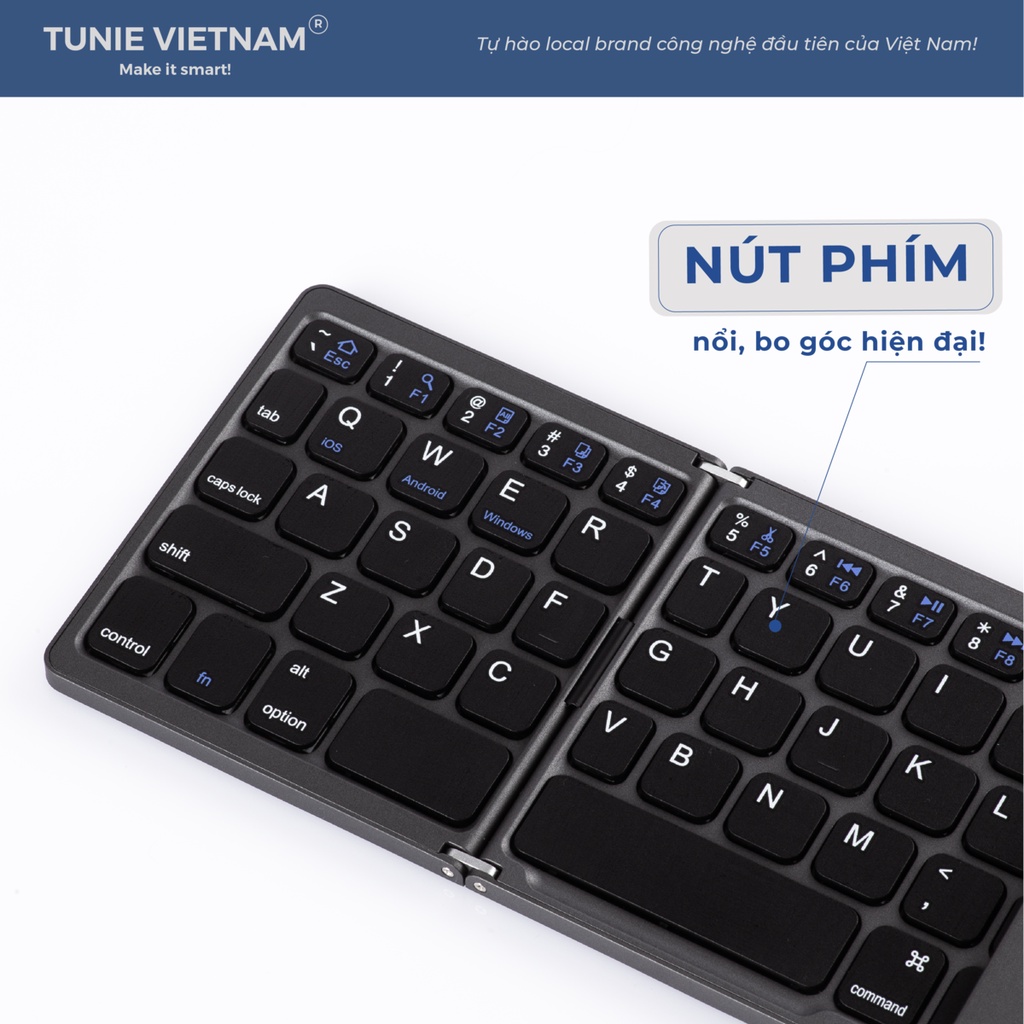 Bàn phím Bluetooth có thể gập gọn kèm Touchpad dùng cho điện thoại, máy tính bảng, laptop