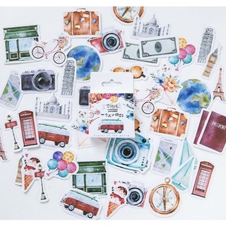 Hộp 46 miếng sticker mẫu du lịch và máy ảnh