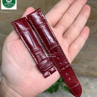 Dây đồng hồ da cá sấu size 18-20-22-24 nâu đỏ