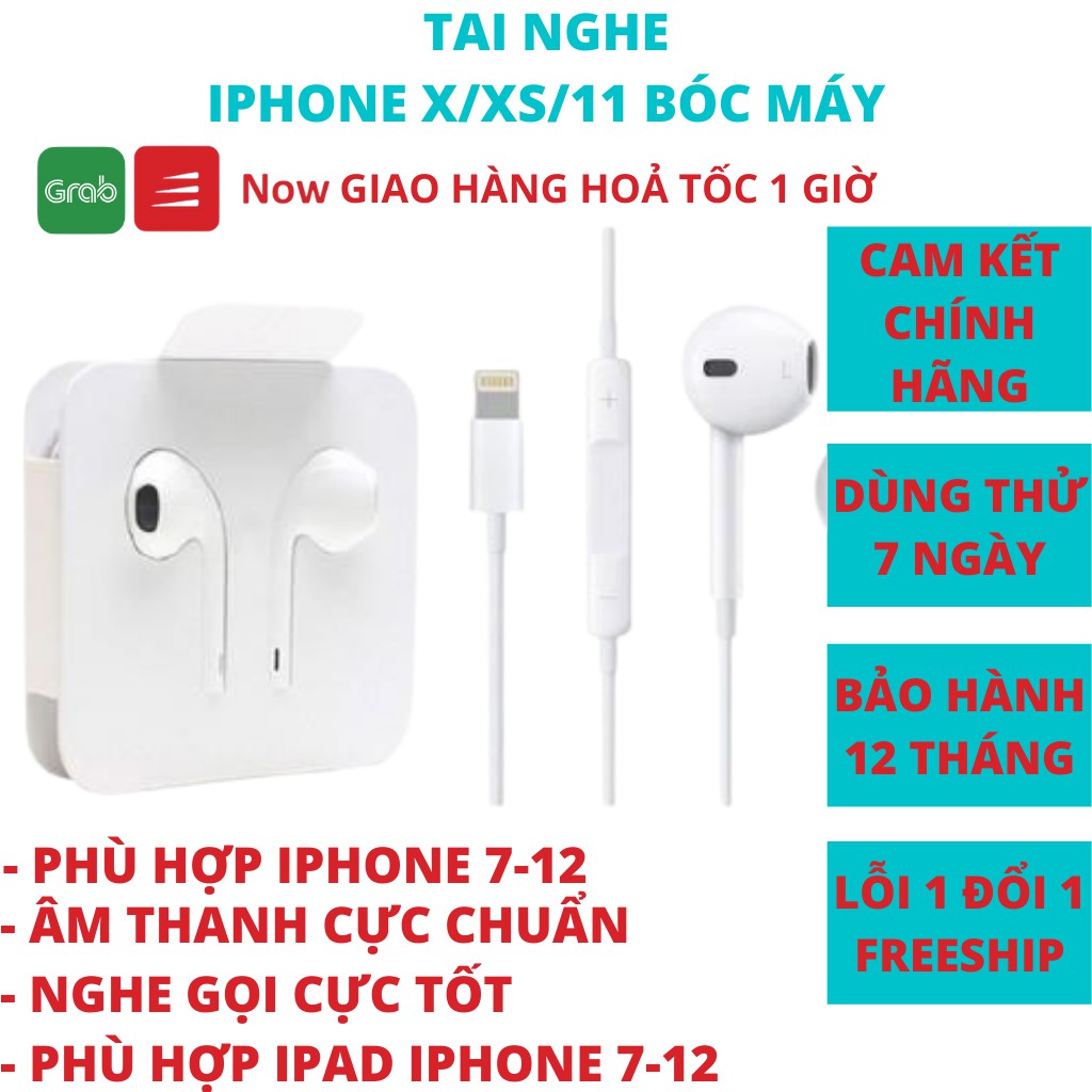 Tai nghe iphone X 7 8 Plus chính hãng chân dẹt lightning cho ip 7 8 plus X Xs Max 11 Pro Max