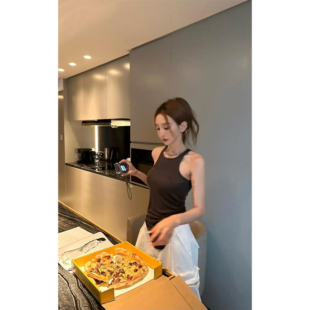 Cocory vn Áo Tank Top Hai Dây Dáng Ôm Phong Cách Mỹ Thời Trang Mùa Hè Quyến Rũ Cho Nữ