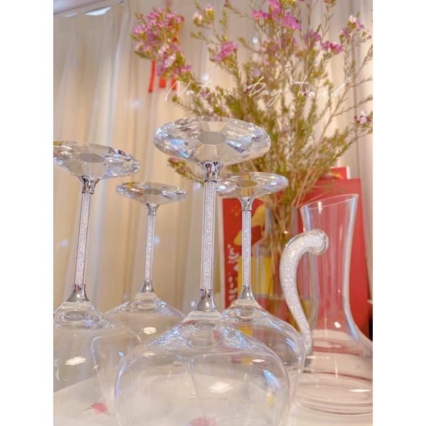 Bộ 6 ly vang pha lê kèm 1 bình xoay cao cấp