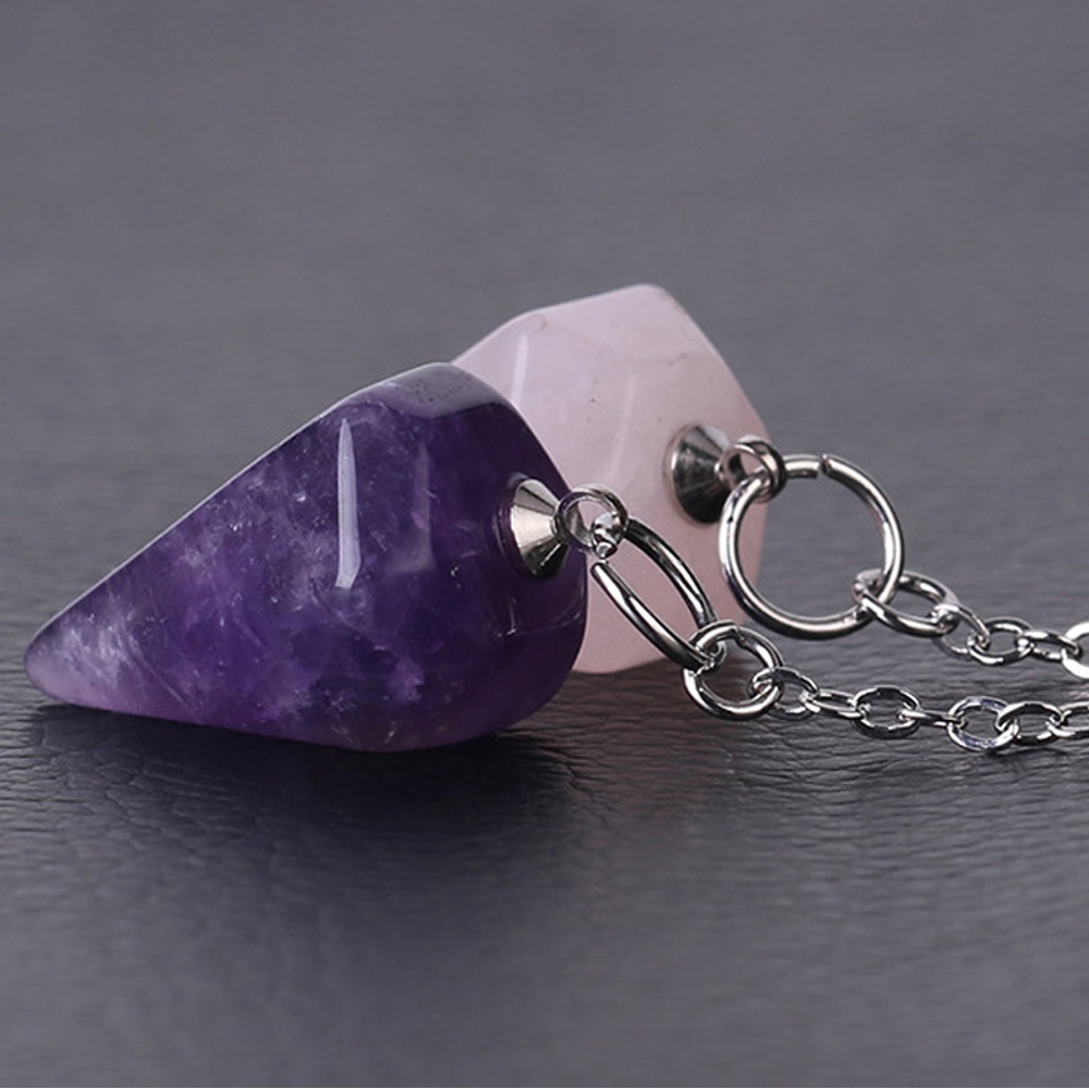 Mặt dây chuyền hình đá thạch anh nhiều màu độc đáo