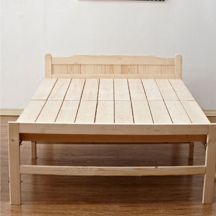 Giường ngủ xếp gọn thông minh 100x195cm - Giường ngủ gỗ thông gấp gọn kèm nệm