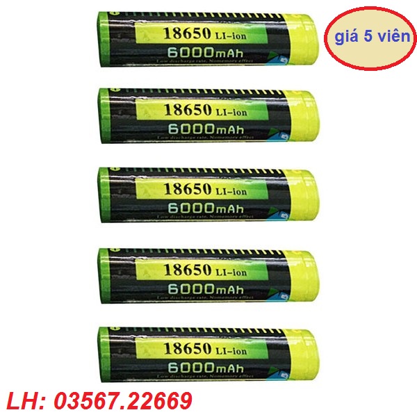 Pin sạc 4.2V Li-Ion Akasha 18650-6000mAh hàng chính hãng - giá 5 viên