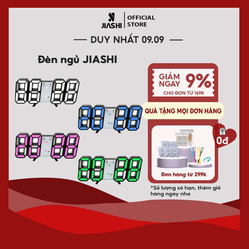 Đồng hồ LED treo tường để bàn JIASHI nhỏ gọn, hiển thị ngày tháng nhiệt độ, tự động điều chỉnh độ sáng - DHL02