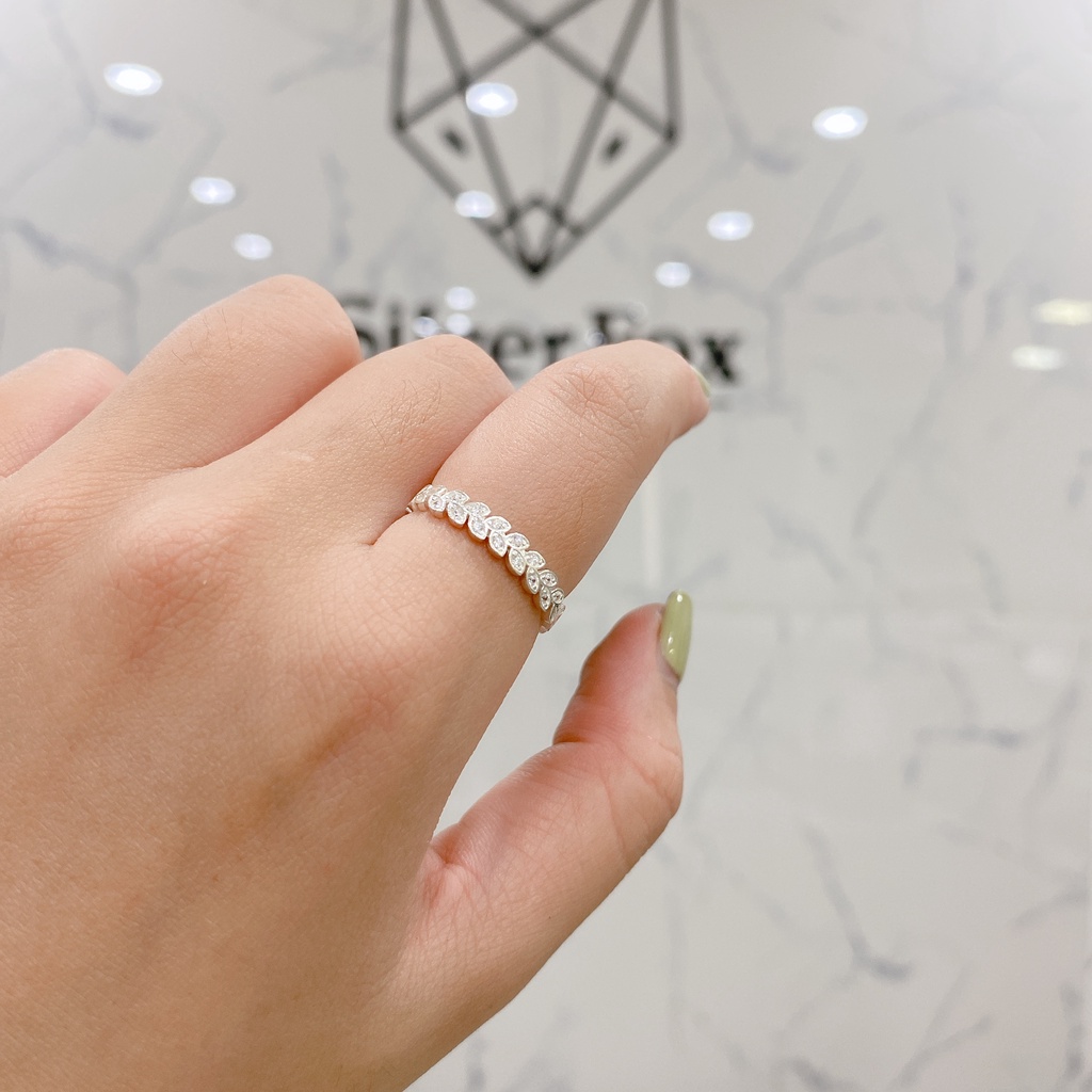 Nhẫn Bạc Ta CaoBac Silver Họa Tiết Lá Nhỏ Đính Đá Nhẹ Nhàng Lấp Lánh Quà Tặng Thời Trang Cho Nữ
