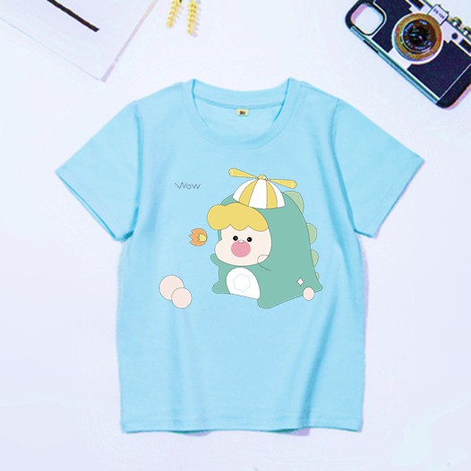 áo thun cotton dày dặn cho bé trai-bé gái-in hình dễ thương