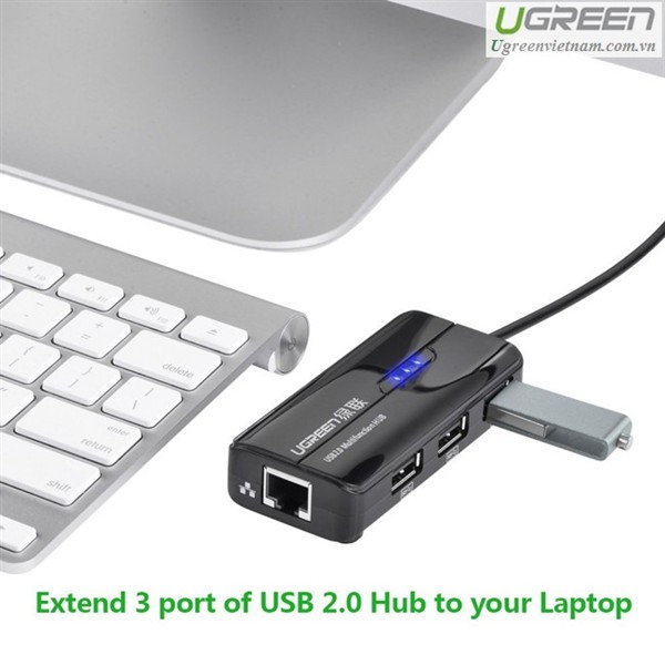 Bộ chia 3 cổng USB 2.0 kèm cổng mạng Ethernet 10/100Mbps Ugreen 20264
