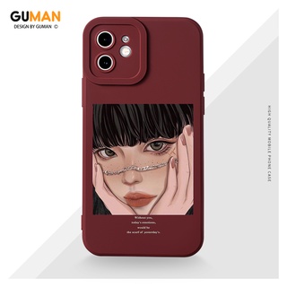 Ốp lưng GUMAN silicon mềm chống bẩn viền vuông nam nữ ngộ nghĩnh hoạt hình dễ thương đẹp cho Phone 13 12 11 Pro Max SE 2020 X XR XS 8 7 ip 6S 6 Plus kute XYM534
