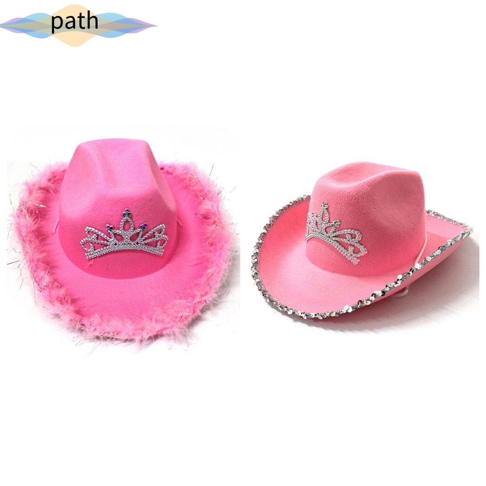 Vương Miện Đính Kim Sa Viền Lông Vũ Phong Cách Cao Bồi Thời Trang