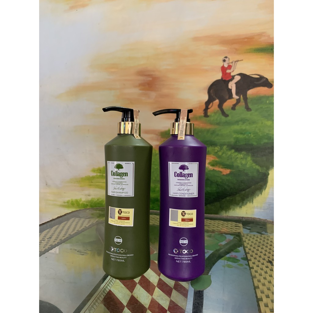 Cặp Gội Xả Phục Hồi Kích Mọc Tóc Toco Collagen 785MLx2