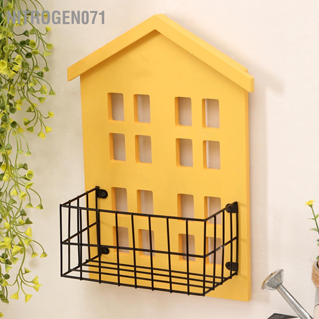 Nitrogen071 Kệ lưu trữ treo tường Làm bằng tay hình dạng ngôi nhà gỗ cho phòng khách ngủ