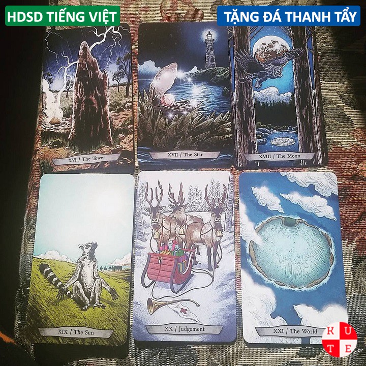 Bộ Bài Animal Totem Tarot 78 Lá Bài Tặng Kèm Đá Thanh Tẩy Và Hướng Dẫn Tiếng Việt