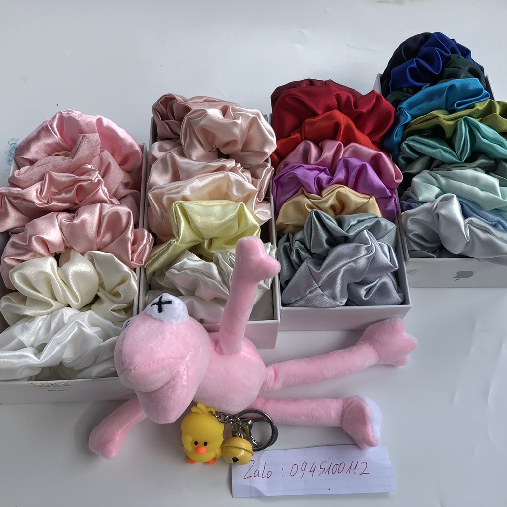 Combo 10 dây cột tóc scrunchies vải màu trơn cho khách khó đặt số lượng nhiều
