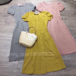 Váy kẻ nhỏ tay bồng