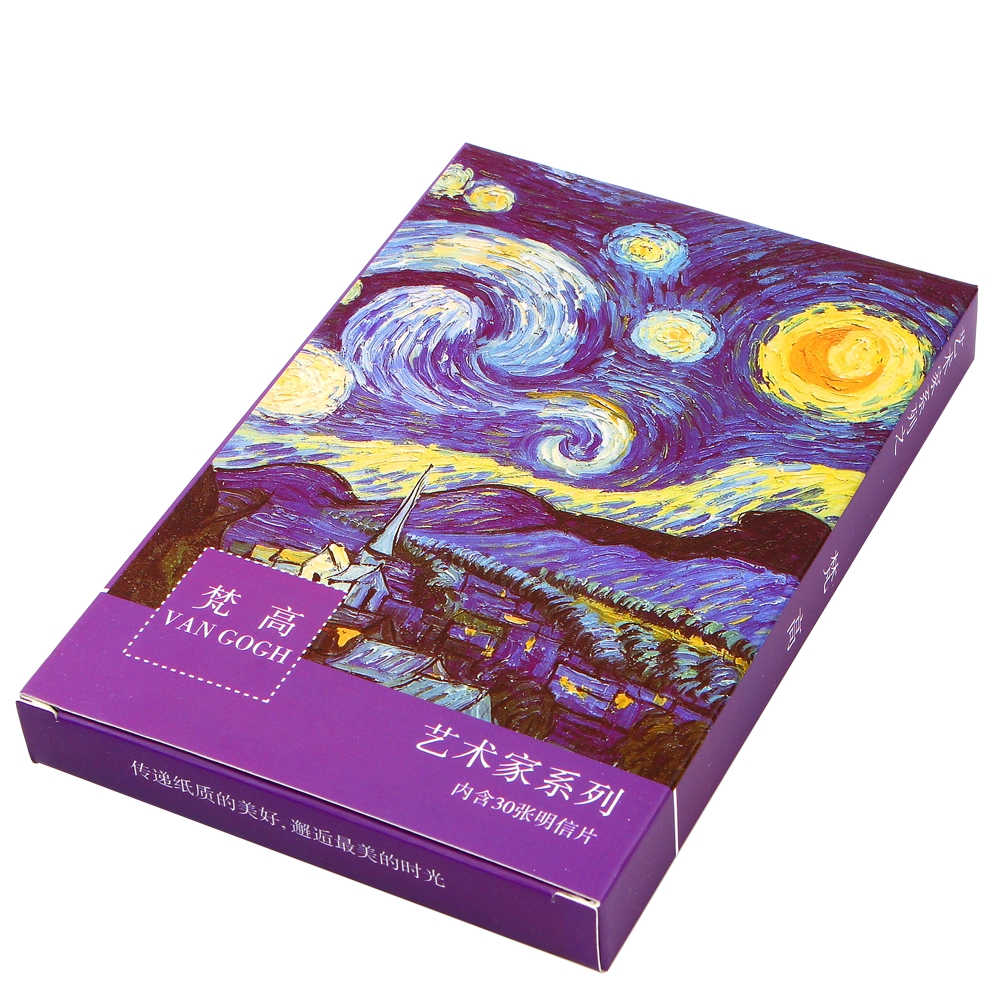 Hộp 30 thẻ bưu thiếp hình tranh sơn dầu Van Gogh