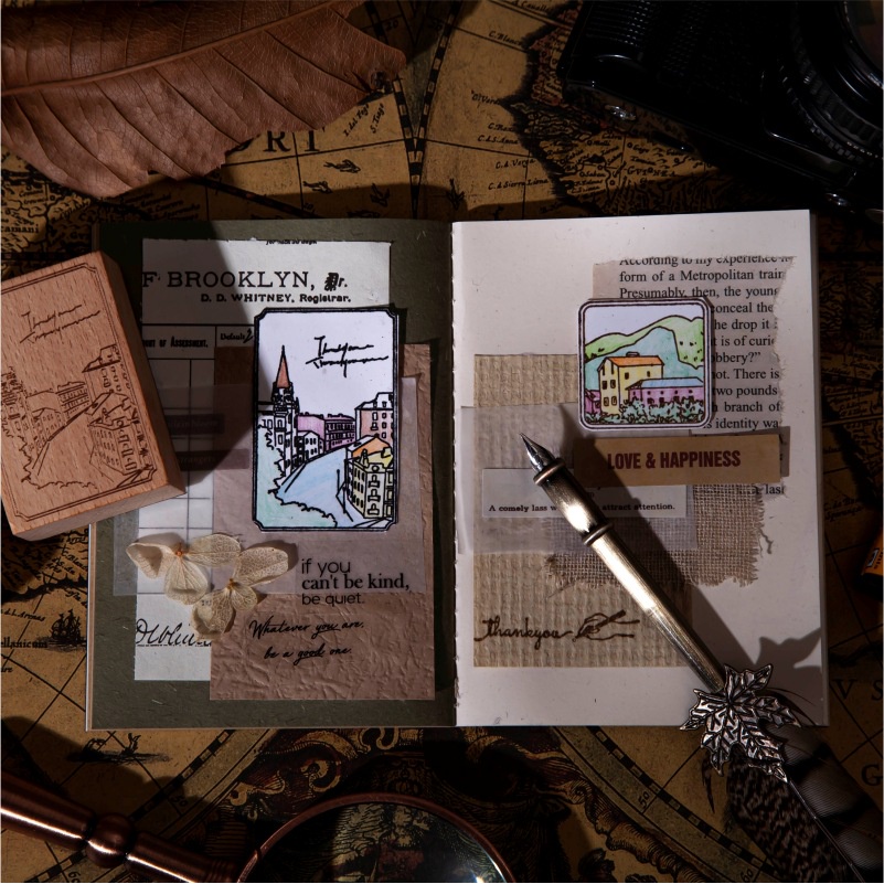 Con dấu gỗ vintage thành phố mơ ước Dream city HD189-K85 trang trí sổ Bullet journal, thiệp chúc mừng, sổ tay