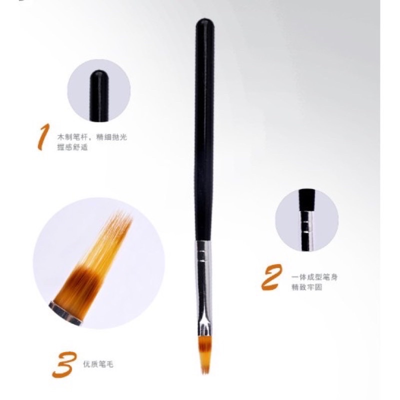 Cọ vẽ ombre, omre đầu dẹp, cán gỗ - cọ xước vẽ ombre, loang