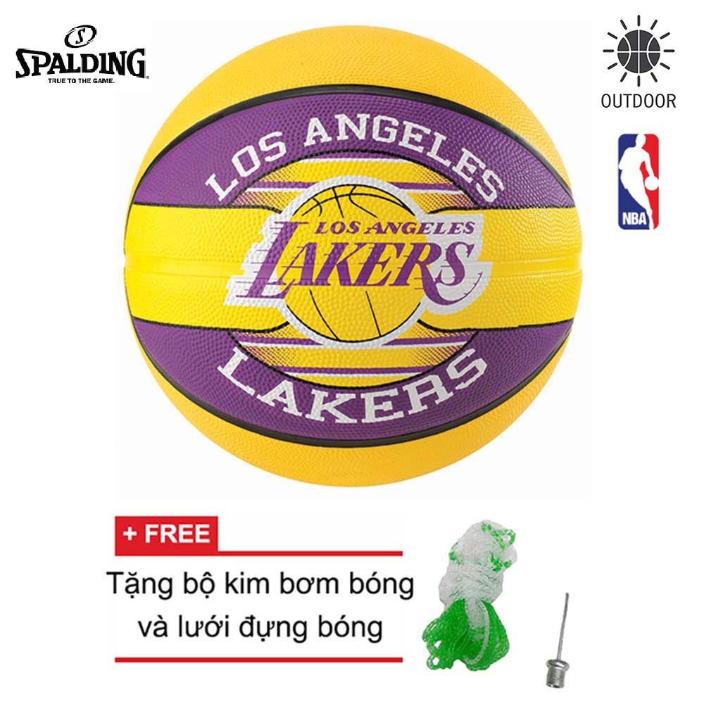 Bóng rổ Spalding NBA Team - Lakers Outdoor size 7 + Tặng bộ kim bơm bóng và lưới đựng bóng