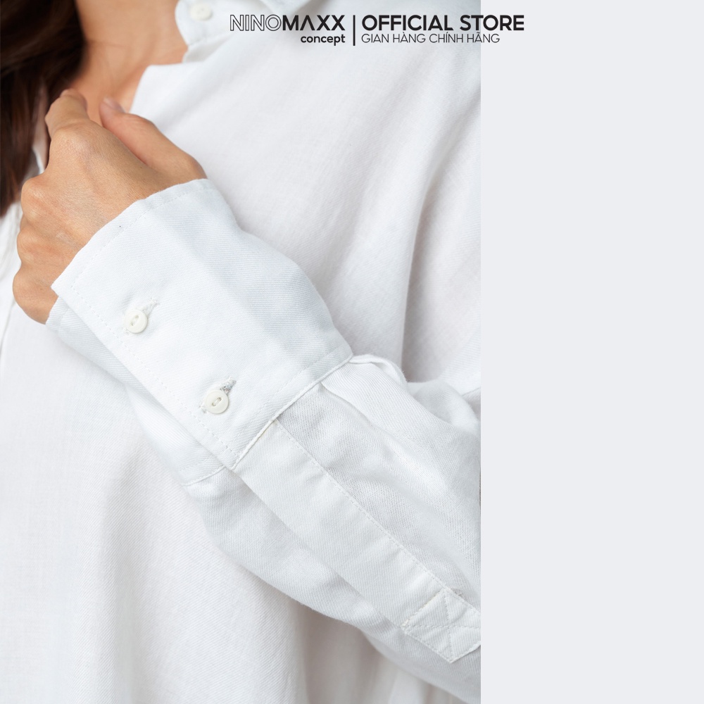 Ninomaxx Áo sơ mi Nữ trắng tay dài cotton 2203040