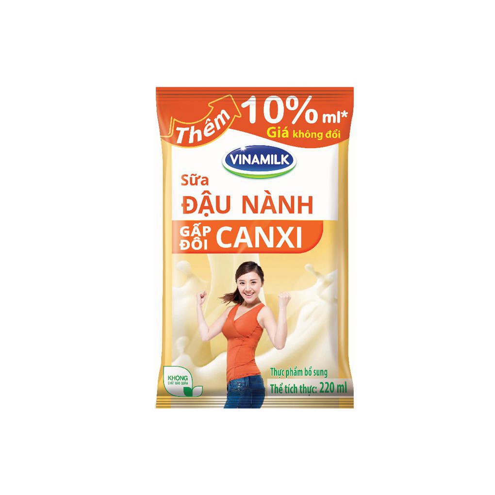 8 BỊCH Sữa đậu nành Vinamilk gấp đôi canxi bịch 220ml