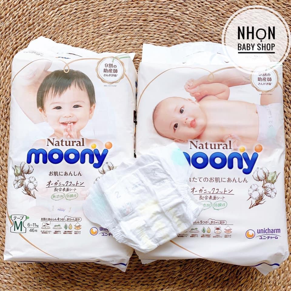Bỉm dán/quần Moony Natural NB63/S58/M46/L38/L36/XL32