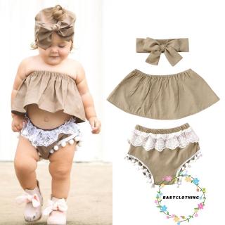 Set Áo Croptop + Quần Short Ren Hoa Cho Bé Gái