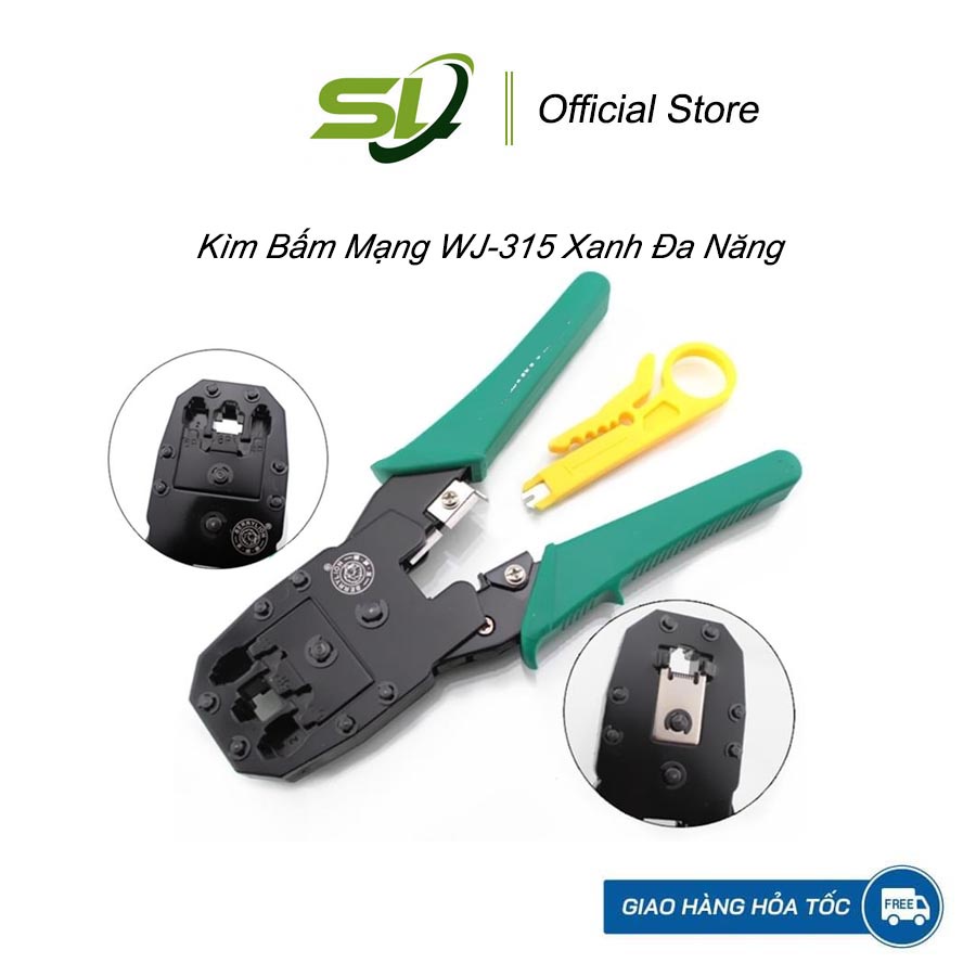 Kìm Bấm Mạng Ou Bao WJ-315 Xanh Đa Năng, Chuyên Dụng thi công công trình thiết bị mạng, camera