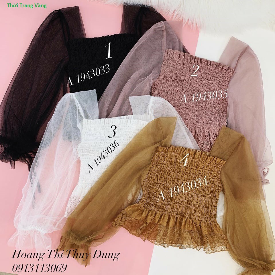 Áo voan nhún phối tay lưới TTKX0270