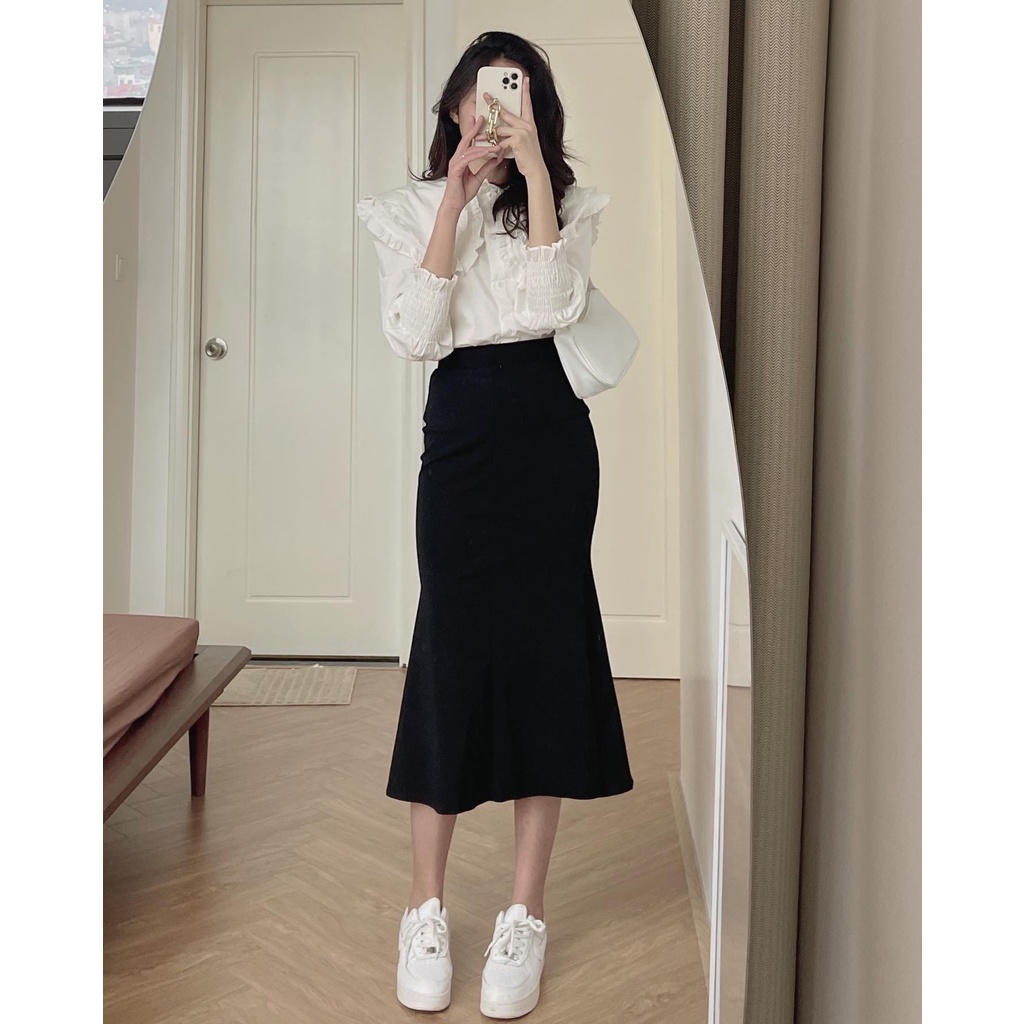 (ảnh thật) Somi cổ bèo tay bồng bo chun 545