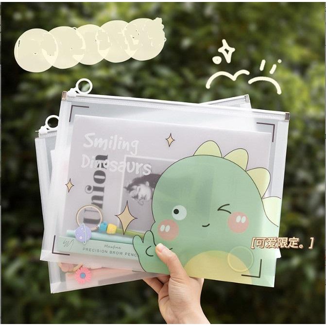 Túi Zip đựng hồ sơ, tài liệu, bài kiểm tra A4 hình thú siêu cute cho học sinh, văn phòng TUIZIPCUTE