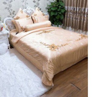 Bộ chăn ga Lụa thêu thương hiệu Victory 7 món y hình