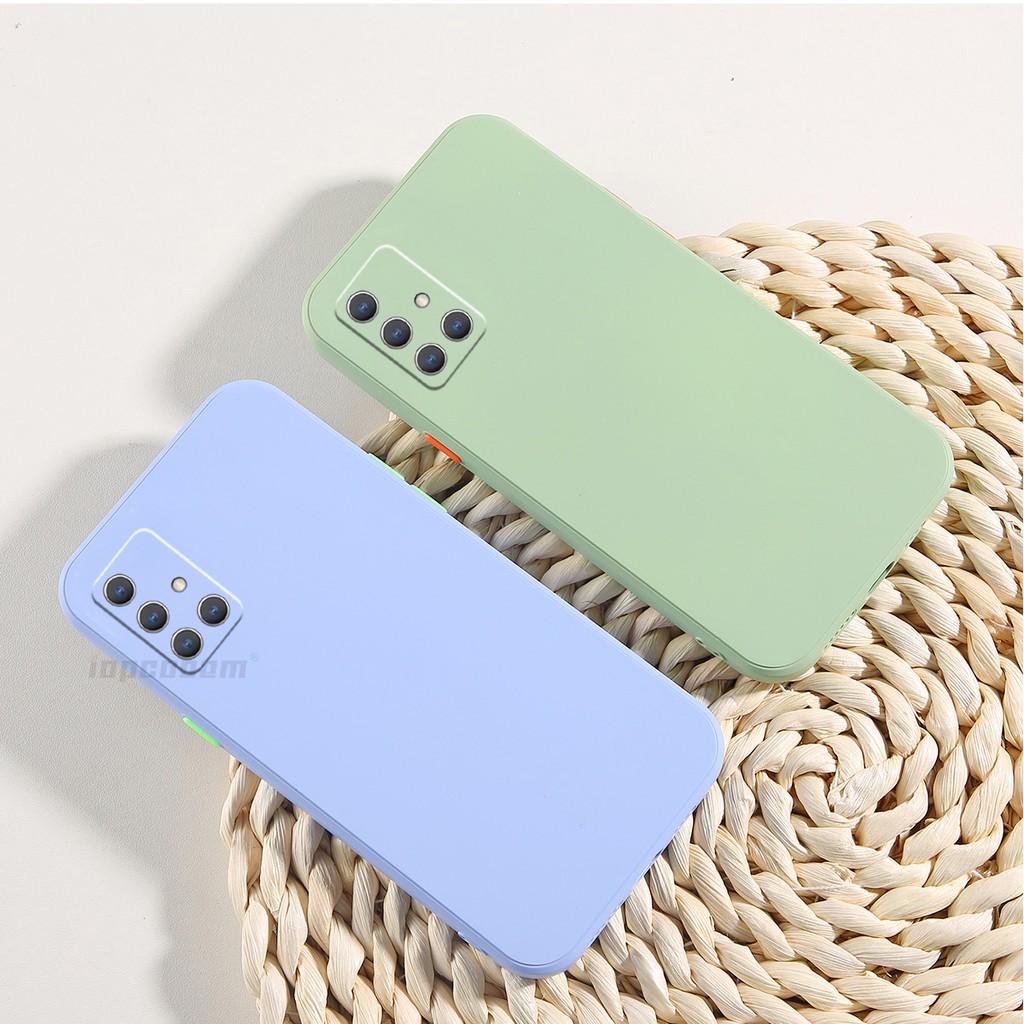 Ốp điện thoại silicone mềm khung vuông màu trơn cao cấp cho Samsung Galaxy A51 A71 A31 A21S A02S A12