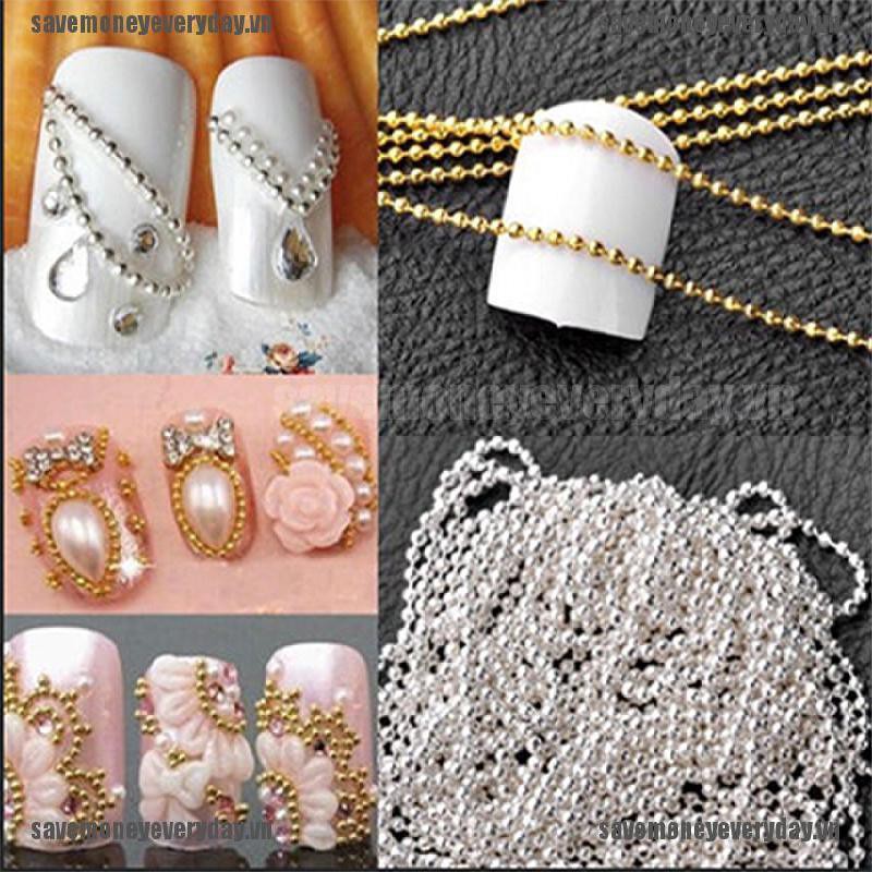 Day chuỗi hạt kim loại 3D trang trí móng nghệ thuật dài 1m