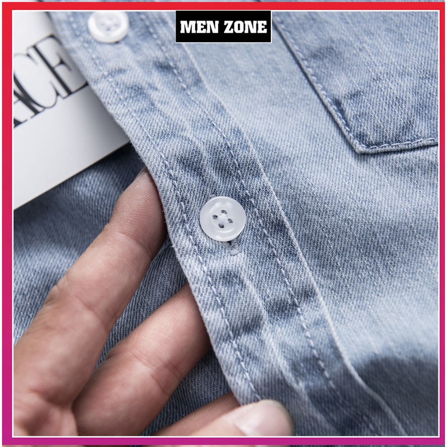 Áo Sơ Mi Denim Nam Cao Cấp Vải Dày Co Giãn