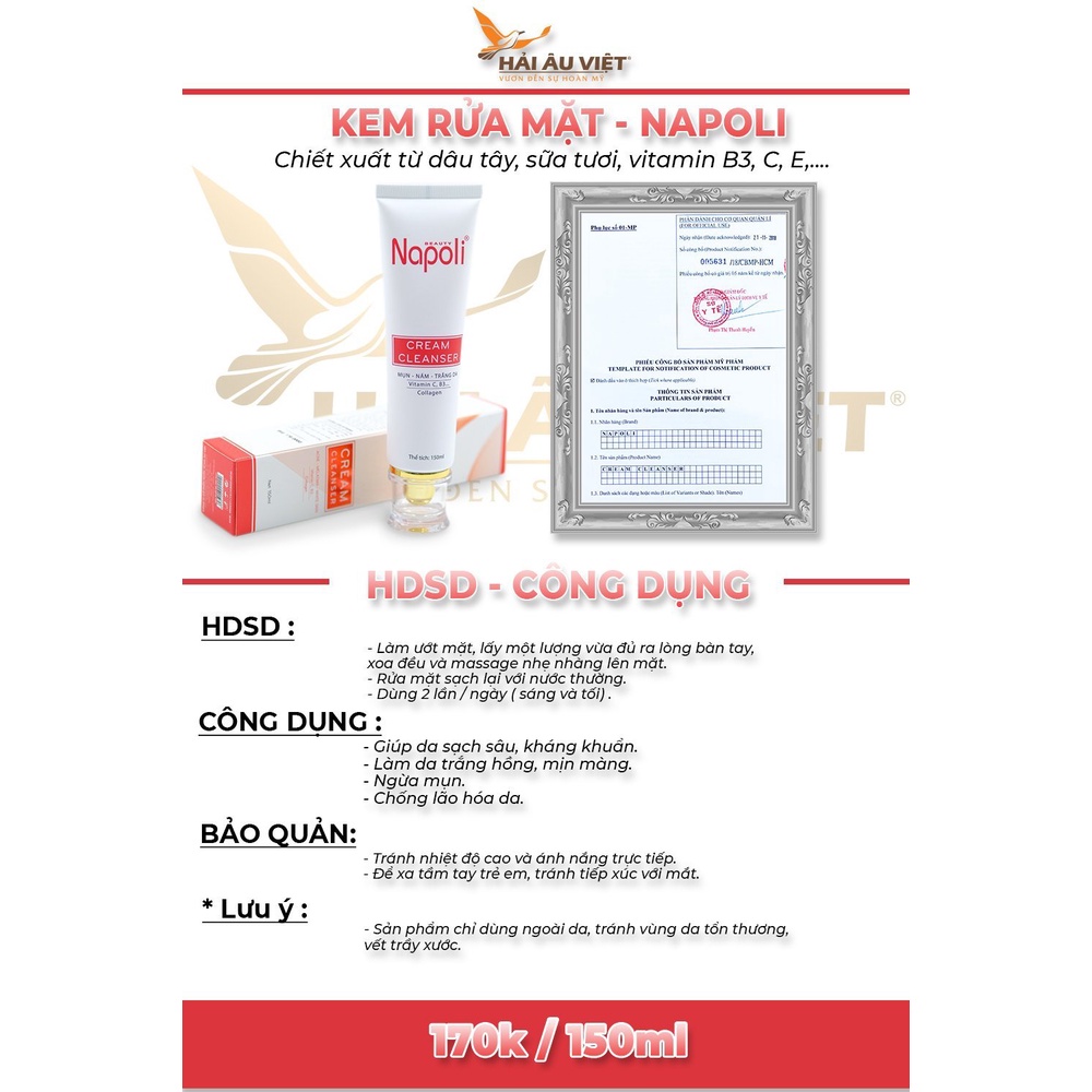 Sữa Rửa Mặt Ngừa Mụn, Mờ Nám, Trắng Da.Kem Rửa Mặt Napoli Không Bọt -Hà Mi mart | BigBuy360 - bigbuy360.vn
