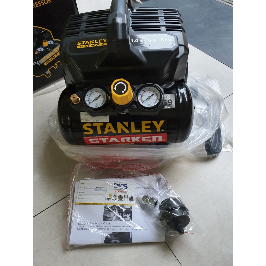 Máy nén khí không dầu 1 H.P Stanley FatMax DST 101/8/6  SIÊU GIẨM ÂM - CHÍNH HÃNG