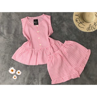 Đồ bộ nữ mặc nhà sọc caro chất lụa mát mẻ mặc hè