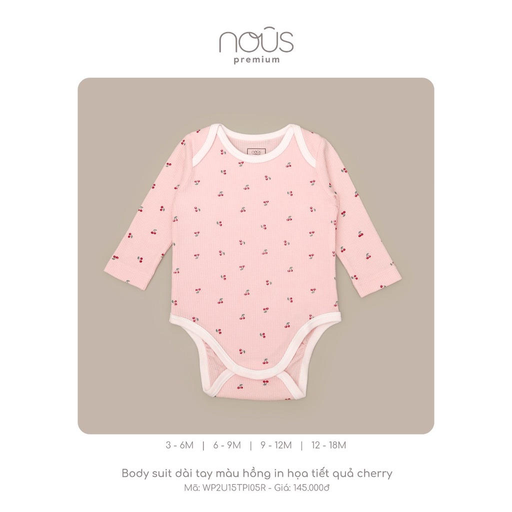 Bộ Bodysuit Nous dài tay cho bé trai, bé gái size 0-3m, 3-6m, 6-9m