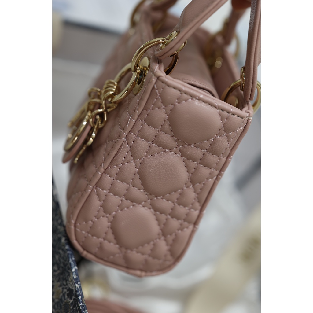 Túi Xách Thời Trang Di.or La.dy  Mi.cro Size 14cm Màu Hồng