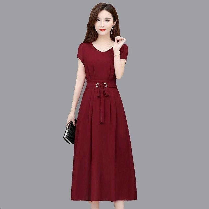 ĐẦM TRUNG NIÊN BAD SHOP DỰ TIỆC size M/L/XL/2XL màu đen đỏ xanh phối thắt nơ eo