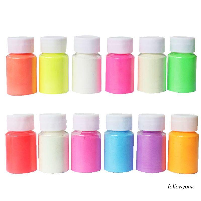 Bộ 12 màu sắc tố nhựa resin phát sáng trong tối làm trang sức