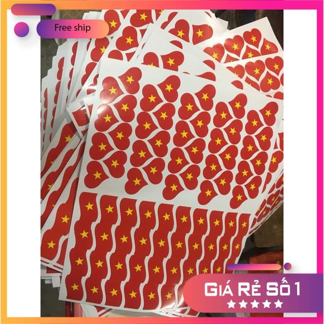 80 Sticker dán mặt sticker cờ đỏ sao vàng- COMBO 1 tờ 80 hình dán- SỈ/ BUÔN GIÁ RẺ