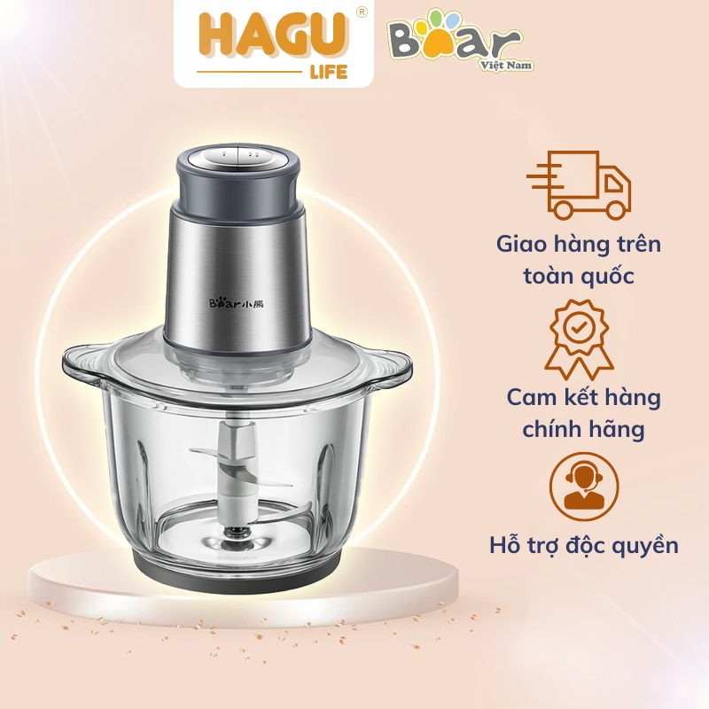 Máy Xay Thịt Máy Xay Thực Phẩm Đa Năng 2L Bear QSJ-B03Y7 - Hàng Chính Hãng - Bảo Hành 18 Tháng