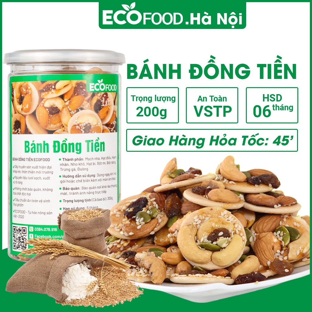 Bánh Đồng Tiền Mix Hạt 300G Ecofood - Đồ Ăn Vặt Việt Nam, An Toàn Vệ Sinh Thực Phẩm