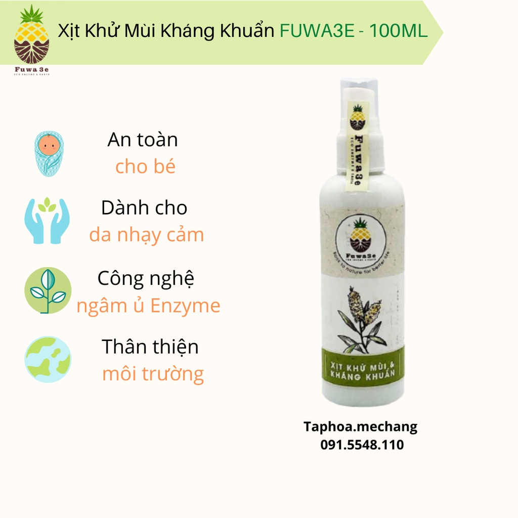 Xịt khử mùi & kháng khuẩn FUWA3E 100ML-Hạn sử dụng: 01/03/2022